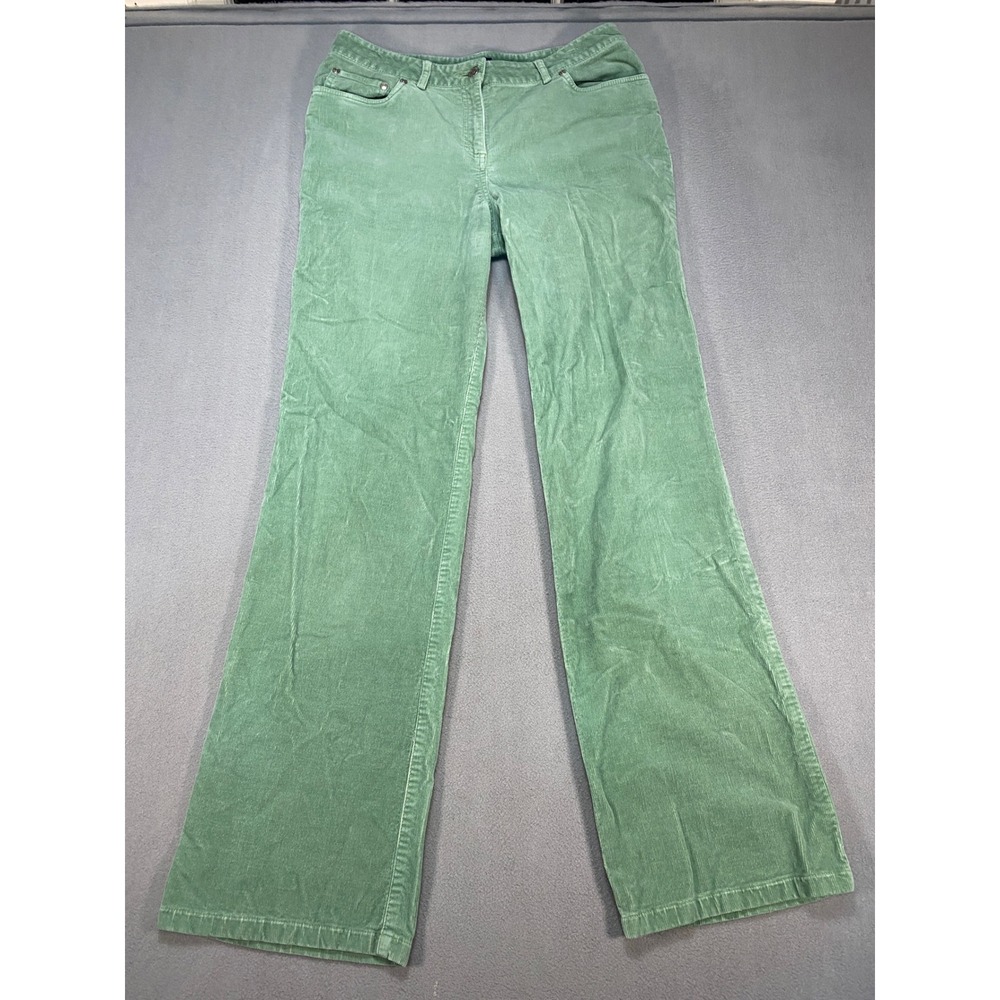 Brooks Brothers Corduroy Pants Womens 8 Green Stretch Wide Leg Preppy